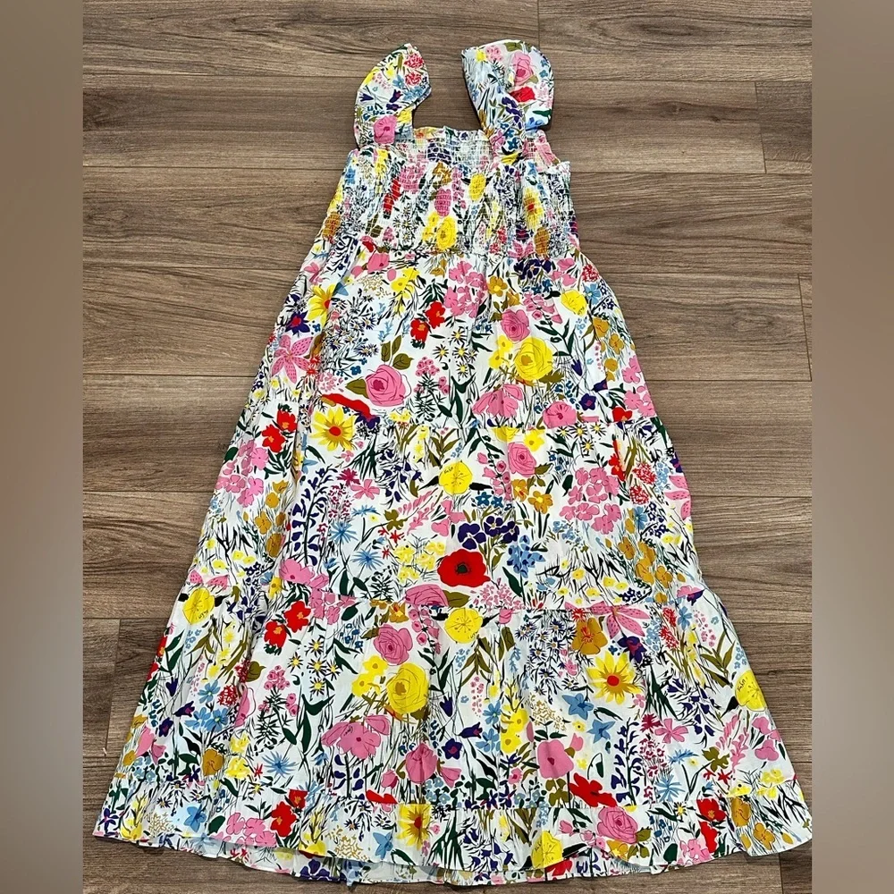 NWT! Anthropologie THML Floral Maxi Smocked Bodice Dress with Ruffle Sleeves - Picture 5 of 13